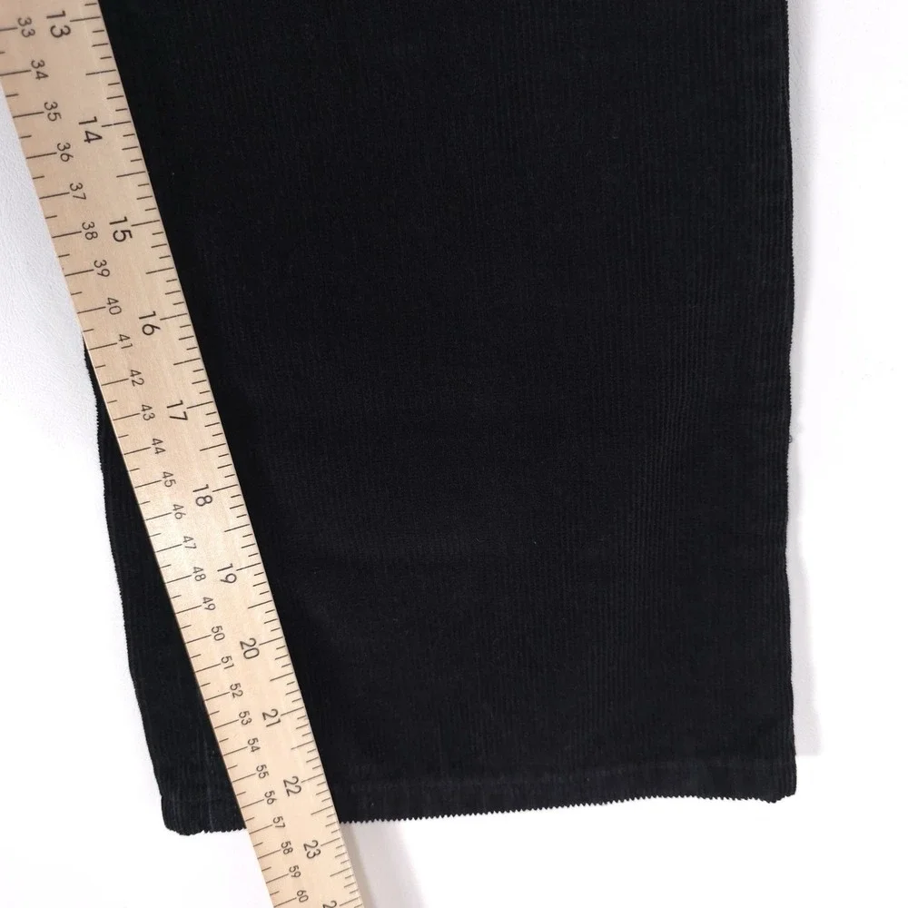 asos Black Corduroy Flare Pants 26/28 Straight Bootcut Jeans Cotton Turkey Crop - Picture 6 of 13
